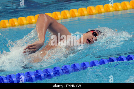 Kazan, Russia. 2nd Aug, 2015. Li Yunqi of China competes during men's 400m freestyle preliminaries at FINA World Championships in Kazan, Russia, Aug. 2, 2015. Credit:  Pavel Bednyakov/Xinhua/Alamy Live News Stock Photo