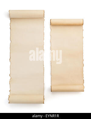 Old paper vertical banner. Parchment scroll isolated on white ...