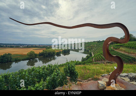 Bend of the river Neckar in Germany at Kirchheim am Neckar Stock Photo