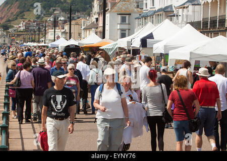 Sidmouth, Devon, UK. 2nd Aug, 2015. Market Stalls on the Esplanade during  Sidmouth Folk Week, which celebrates music and dance from 31st July to 7th August. The event has been going since 1955 and takes place during the first week of August. Credit:  Tony Charnock/Alamy Live News Stock Photo