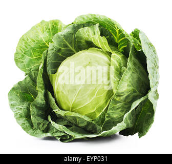 Green cabbage isolated on white background. Clipping Path Stock Photo