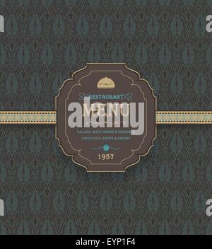 Vintage Restaurant Menu With Striped Background And Title Inscription Stock Vector