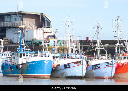 Fishing boats moored in Bridlington Harbour East Yorkshire UK Stock Photo