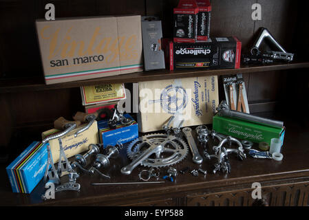 Classic vintage Campagnolo cycle components. Stock Photo