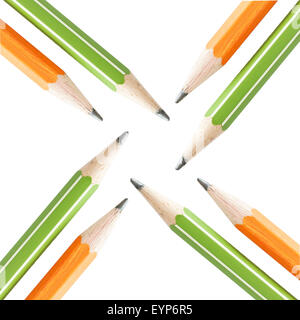 Four pairs of isolated pencils on white background Stock Photo