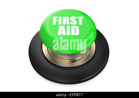 First Aid green button isolated on white background Stock Photo