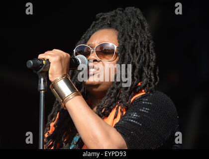 Soul II Soul, singing on stage at Camp Bestival, Lulworth Castle ...