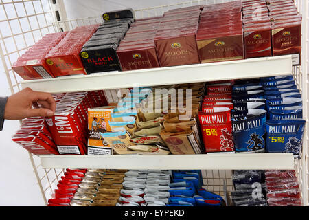 Roll-your-own cigarettes packings in a supermarket Stock Photo