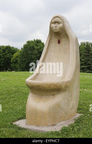 A Native American Indian statue at Mounds Park in St. Paul, Minnesota. Stock Photo