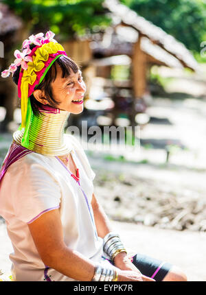 Kayan hill tribe woman in Chiang Mai, Thailand, Asia. Stock Photo