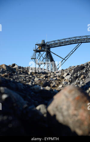 Conveyor belt infrastructure for loadout facilities at a coal mine Stock Photo