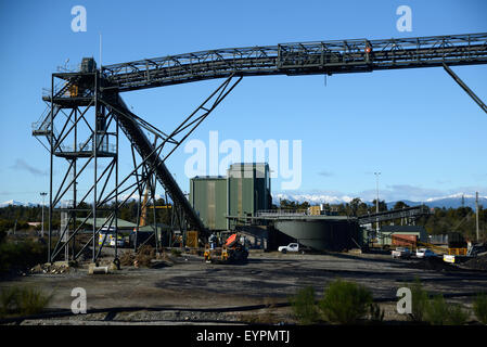 Conveyor belt infrastructure for loadout facilities at a coal mine Stock Photo