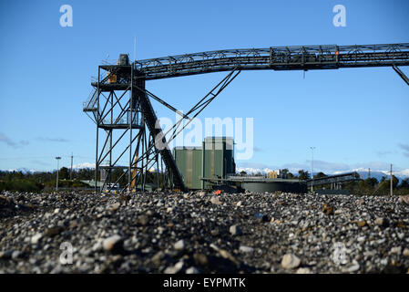 Conveyor belt infrastructure for loadout facilities at a coal mine Stock Photo