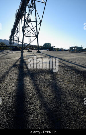 Conveyor belt infrastructure for loadout facilities at a coal mine Stock Photo