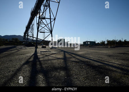 Conveyor belt infrastructure for loadout facilities at a coal mine Stock Photo