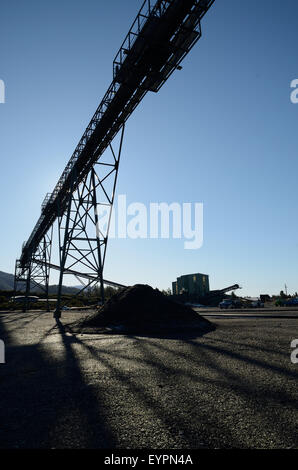 Conveyor belt infrastructure for loadout facilities at a coal mine Stock Photo