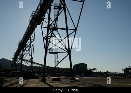 Conveyor belt infrastructure for loadout facilities at a coal mine Stock Photo