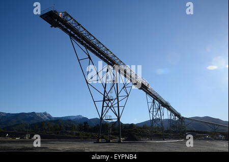 Conveyor belt infrastructure for loadout facilities at a coal mine Stock Photo