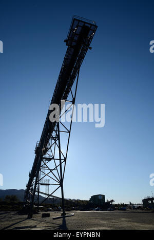 Conveyor belt infrastructure for loadout facilities at a coal mine Stock Photo