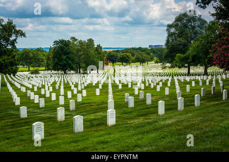 Rows of graves at the Arlington National Cemetery, in Arlington, Virginia. Stock Photo