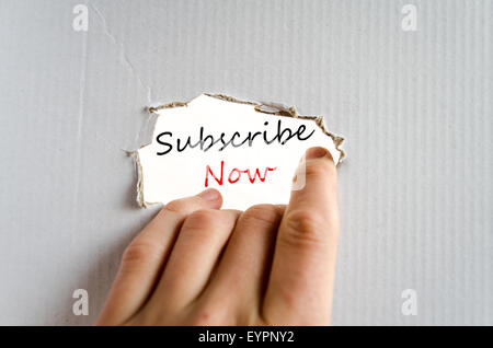 Subscribe now hand concept isolated over white background Stock Photo