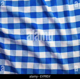 blue and white linen tablecloth Stock Photo