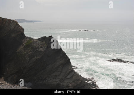 View of cliffs at Entrada da Barco, Parque Natural do Sudoeste Alentejano e Costa Vicentina, Portugal. Stock Photo