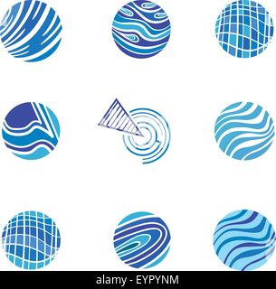 Identity template for lawyer, building, project companies in modern flat design style, circle shaped with waves and curves Stock Vector
