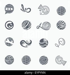 Abstract Icons for corporate identity for technology, law, building industry, for travel company and spa centers Stock Vector