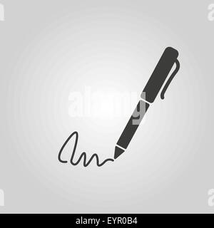 The signature icon. Pen and undersign, underwrite, ratify symbol. Flat Stock Vector