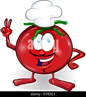 fun tomato chef  cartoon isolated on white background Stock Vector