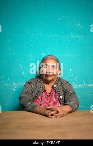 Maya indigenous woman in San Jorge La Laguna, Solola, Guatemala. Stock Photo