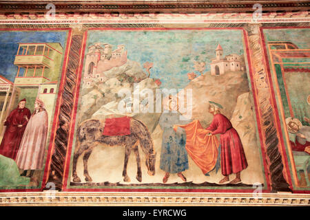 Cathedral of Saint Francis in Assisi, interior detail of the frescos Stock Photo