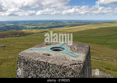 Trig Point on Great Links Tor, Dartmoor, Devon UK Stock Photo