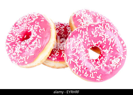 Stack of four donuts isolated on white Stock Photo