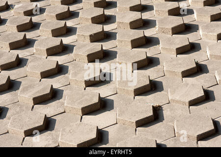 outdoor slope of symmetrical hexagonal stones Stock Photo