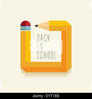 Back to school concept with creative impossible pencil shape illustration. Ideal for web banner, education book cover and poster Stock Vector