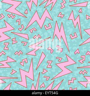 Retro vintage 80s memphis lightning bolts fashion style seamless pattern illustration background. Ideal for fabric design, paper Stock Vector