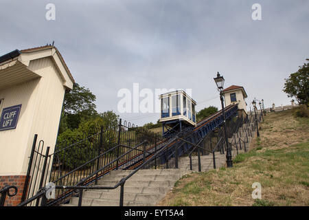 Southend Cliff Lift, a funicular by the seaside at Southend-on-Sea, Essex, England. It was built in 1912. Stock Photo