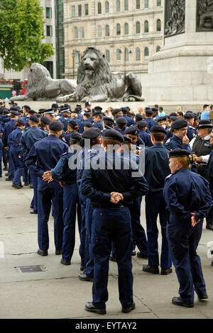 London, UK. 03rd Aug, 2015. Metropolitan Police Cadets about to parade at Trafalgar Square in London. The parade was the first of its kind to thank the work of the cadets, on 3rd August 2015. Credit:  Paul Grove/Alamy Live News Stock Photo