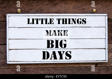 Little Things Make Big Days Inspirational message written on vintage wooden board. Motivation concept image Stock Photo