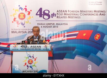 Kuala Lumpur, Malaysia. 3rd Aug, 2015. Malaysian Foreign Minister Anifah Aman speaks during a press on the 48th ASEAN Foreign Ministers' Meeting and related meetings in Kuala Lumpur, Malaysia, Aug. 3, 2015. © Chen Sihan/Xinhua/Alamy Live News Stock Photo