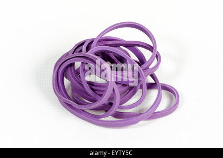 A Collection of Purple Rubber Bands Stock Photo