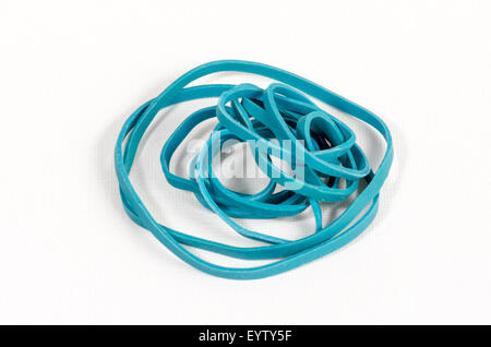 A Collection of Blue Rubber Bands Stock Photo