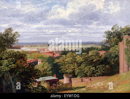 Thomas Hofland, Greenwich Hospital from the Observatory with a Distant View of London 1824 Oil on paper. Stock Photo