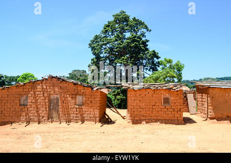 Houses made of mud bricks in Angola Stock Photo