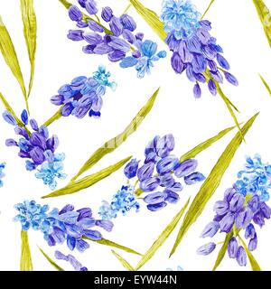 Seamless hand-painted romantic country botanical background for textile, wallpaper, event design, Lovely spring concept Stock Photo