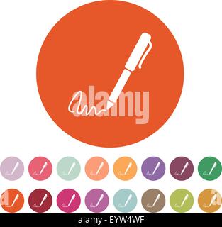 The signature icon. Pen and undersign, underwrite, ratify symbol. Flat Stock Vector