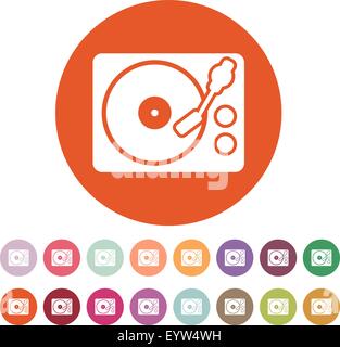 The turntable icon. DJ and melody, music, player symbol. Flat Stock Vector