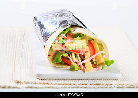 Easy ham and cheese wrap sandwich Stock Photo